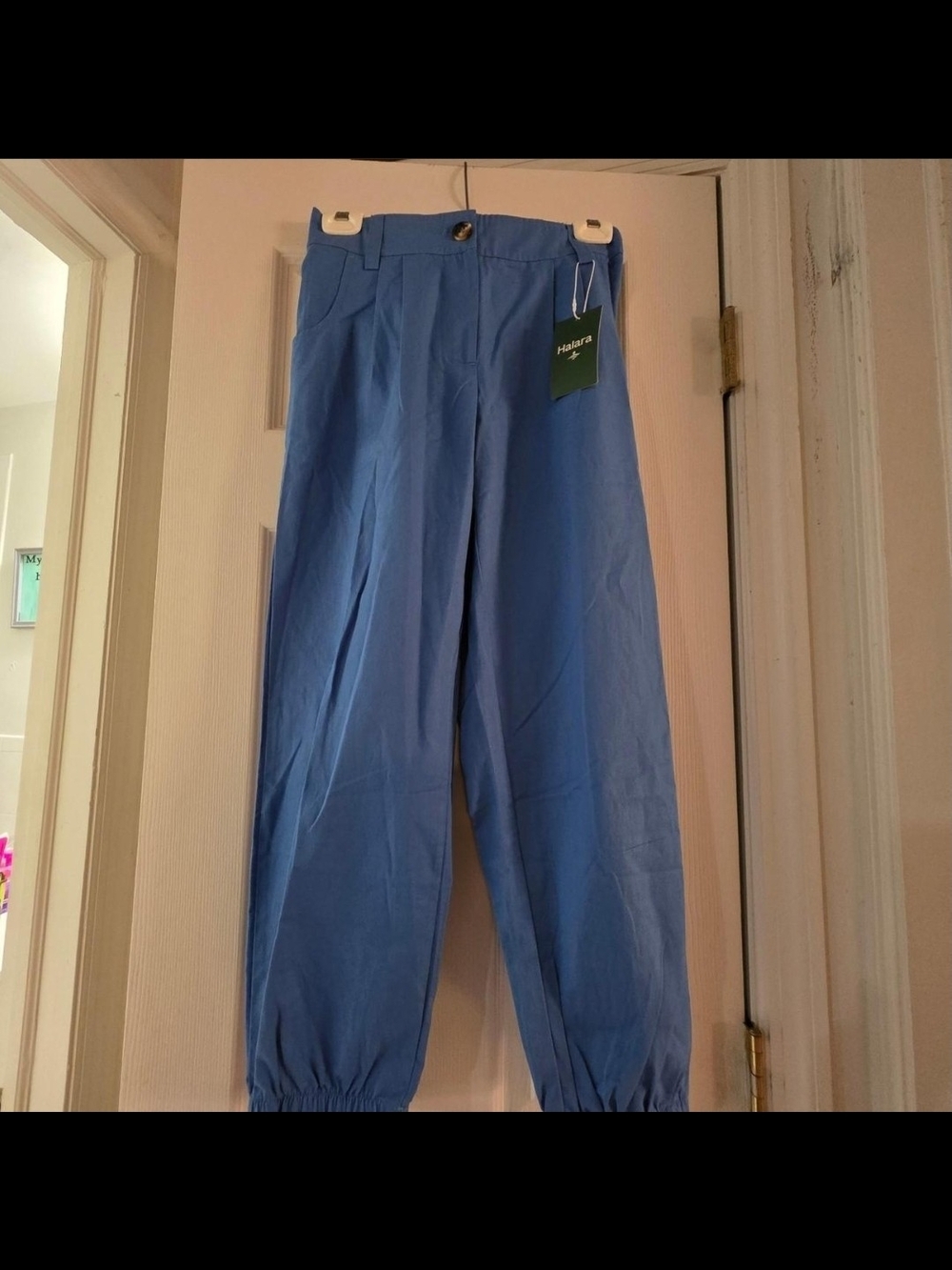 HALARA Soft Blue Elastic-Cuff Trousers